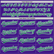 Load image into Gallery viewer, Custom Purple Kelly Green-White Authentic Throwback Baseball Jersey

