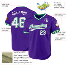 Load image into Gallery viewer, Custom Purple White-Kelly Green Authentic Throwback Baseball Jersey

