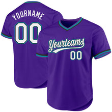 Load image into Gallery viewer, Custom Purple Black-Teal Authentic Throwback Baseball Jersey
