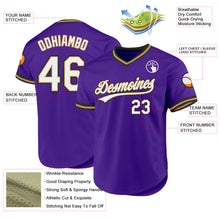 Load image into Gallery viewer, Custom Purple Old Gold-Black Authentic Throwback Baseball Jersey
