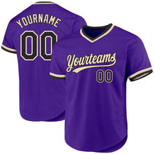 Load image into Gallery viewer, Custom Purple Black-Cream Authentic Throwback Baseball Jersey
