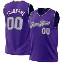 Load image into Gallery viewer, Custom Purple Gray-Black Authentic Throwback Basketball Jersey
