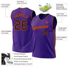 Load image into Gallery viewer, Custom Purple Black-Orange Authentic Throwback Basketball Jersey
