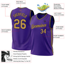Load image into Gallery viewer, Custom Purple Old Gold-Black Authentic Throwback Basketball Jersey
