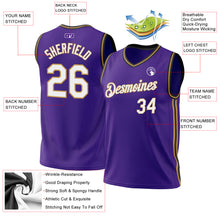 Load image into Gallery viewer, Custom Purple Old Gold-Black Authentic Throwback Basketball Jersey
