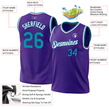 Load image into Gallery viewer, Custom Purple Teal-White Authentic Throwback Basketball Jersey
