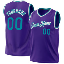 Load image into Gallery viewer, Custom Purple Teal-White Authentic Throwback Basketball Jersey
