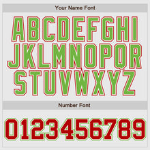 Load image into Gallery viewer, Custom White Red Pinstripe Red-Neon Green Authentic Raglan Sleeves Baseball Jersey
