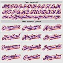 Load image into Gallery viewer, Custom White Purple Pinstripe Purple-Orange Authentic Raglan Sleeves Baseball Jersey
