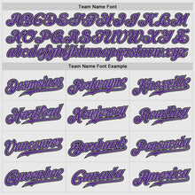 Load image into Gallery viewer, Custom White Purple Pinstripe Purple-Gray Authentic Raglan Sleeves Baseball Jersey
