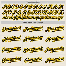 Load image into Gallery viewer, Custom Cream Black Pinstripe Black-Gold Authentic Raglan Sleeves Baseball Jersey
