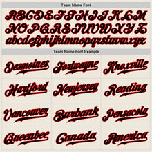 Load image into Gallery viewer, Custom Cream Black Pinstripe Black-Red Authentic Raglan Sleeves Baseball Jersey
