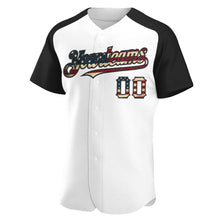 Load image into Gallery viewer, Custom White Vintage USA Flag-Black Authentic Raglan Sleeves Baseball Jersey

