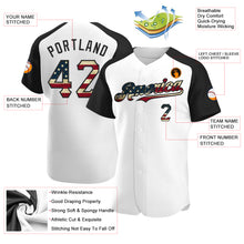 Load image into Gallery viewer, Custom White Vintage USA Flag-Black Authentic Raglan Sleeves Baseball Jersey
