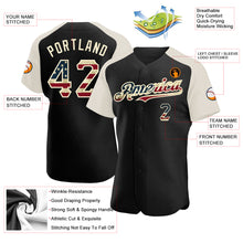 Load image into Gallery viewer, Custom Black Vintage USA Flag-Cream Authentic Raglan Sleeves Baseball Jersey
