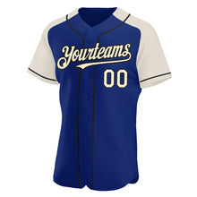 Load image into Gallery viewer, Custom Royal Cream-Black Authentic Raglan Sleeves Baseball Jersey
