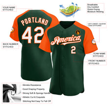 Load image into Gallery viewer, Custom Green White-Orange Authentic Raglan Sleeves Baseball Jersey
