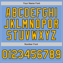Load image into Gallery viewer, Custom Light Blue Gold-Black Authentic Raglan Sleeves Baseball Jersey
