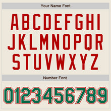Load image into Gallery viewer, Custom Cream Kelly Green-Red Authentic Raglan Sleeves Baseball Jersey
