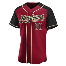 Load image into Gallery viewer, Custom Crimson Black-City Cream Authentic Raglan Sleeves Baseball Jersey
