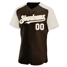 Load image into Gallery viewer, Custom Brown White-Cream Authentic Raglan Sleeves Baseball Jersey
