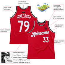 Load image into Gallery viewer, Custom Red White-Black Authentic Throwback Basketball Jersey
