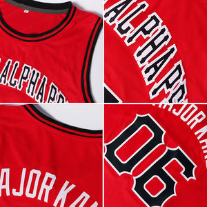 Custom Red White-Old Gold Authentic Throwback Basketball Jersey