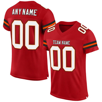 Custom Red White-Orange Mesh Authentic Football Jersey