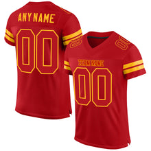 Load image into Gallery viewer, Custom Red Red-Gold Mesh Authentic Football Jersey
