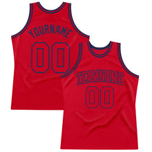 Load image into Gallery viewer, Custom Red Red-Navy Authentic Throwback Basketball Jersey
