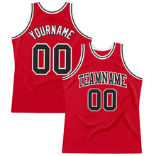 Load image into Gallery viewer, Custom Red Black-White Authentic Throwback Basketball Jersey
