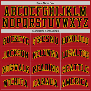 Custom Red Black-Gold Authentic Throwback Basketball Jersey