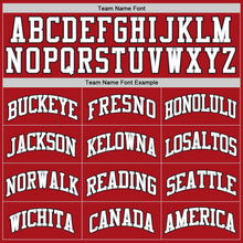 Load image into Gallery viewer, Custom Red White-Black Authentic Throwback Basketball Jersey
