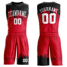 Load image into Gallery viewer, Custom Red White-Black Round Neck Sublimation Basketball Suit Jersey
