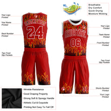 Load image into Gallery viewer, Custom Red Red-Black Flame Round Neck Sublimation Basketball Suit Jersey
