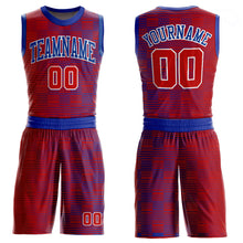 Load image into Gallery viewer, Custom Red Red-Royal Round Neck Sublimation Basketball Suit Jersey
