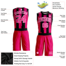 Load image into Gallery viewer, Custom Red Pink-Black Round Neck Sublimation Basketball Suit Jersey
