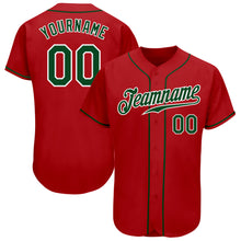 Load image into Gallery viewer, Custom Red Green-White Authentic Baseball Jersey
