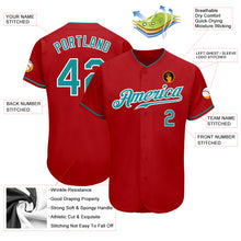 Load image into Gallery viewer, Custom Red Teal-White Authentic Baseball Jersey
