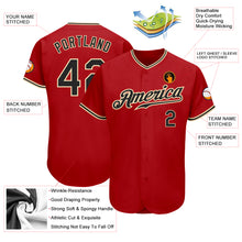 Load image into Gallery viewer, Custom Red Black-City Cream Authentic Baseball Jersey
