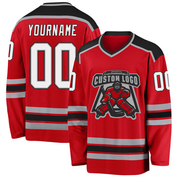 Custom Red White-Black Hockey Jersey