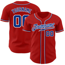 Load image into Gallery viewer, Custom Red Royal-White Authentic Baseball Jersey
