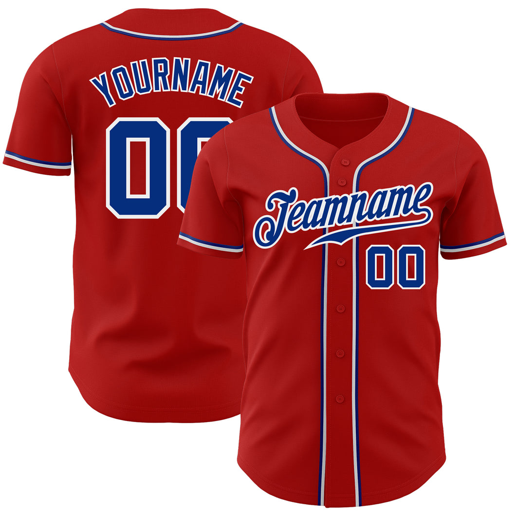 Custom Red Royal-White Authentic Baseball Jersey