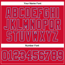 Load image into Gallery viewer, Custom Red Red-Royal Authentic Throwback Basketball Jersey
