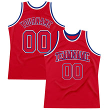 Load image into Gallery viewer, Custom Red Red-Royal Authentic Throwback Basketball Jersey
