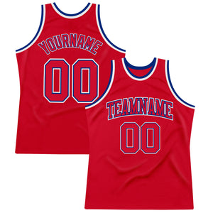 Custom Red Red-Royal Authentic Throwback Basketball Jersey