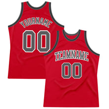 Load image into Gallery viewer, Custom Red Steel Gray-Black Authentic Throwback Basketball Jersey
