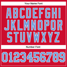 Load image into Gallery viewer, Custom Red Light Blue-White Authentic Throwback Basketball Jersey
