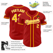 Load image into Gallery viewer, Custom Red Gold-White Authentic Baseball Jersey
