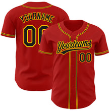 Load image into Gallery viewer, Custom Red Black-Gold Authentic Baseball Jersey

